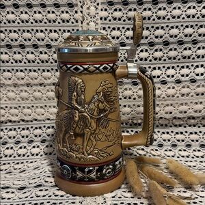 Detailed and Uniquely Designed Avon Beer Stein with Native American Motif